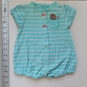 Striped Baby Romper with Monkey Patch